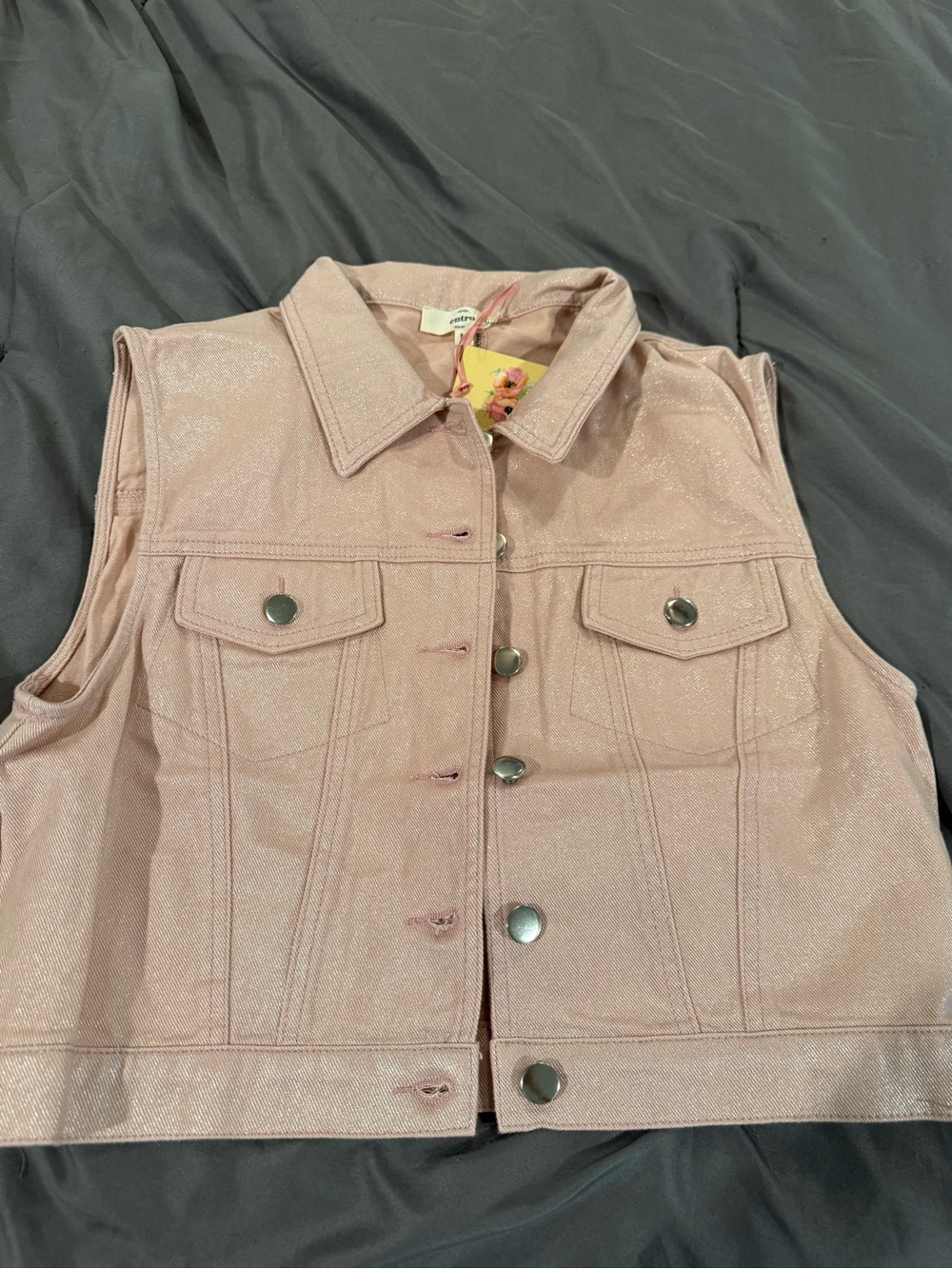 entro Shimmery Light Pink Sleeveless Vest